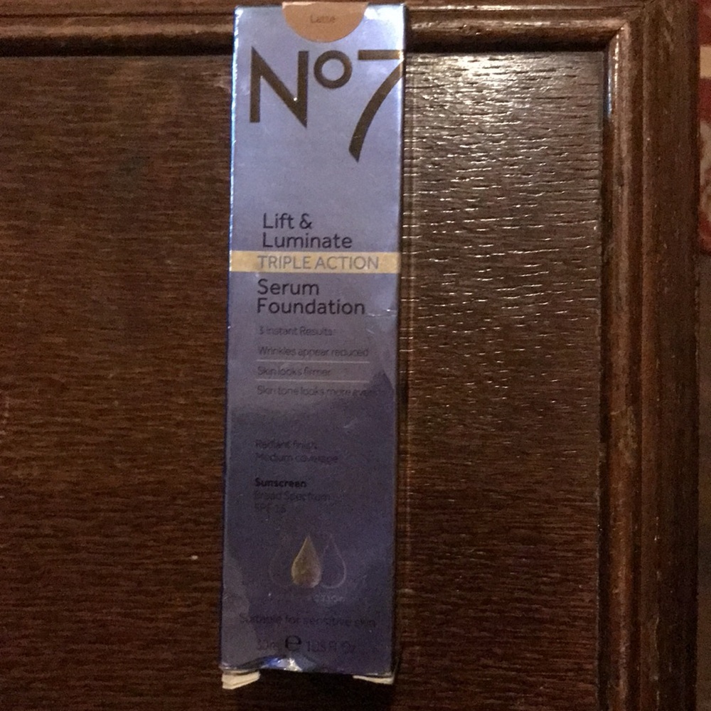 No 7 Lift & Luminate Triple Action Serum Foundation in Toffee Color